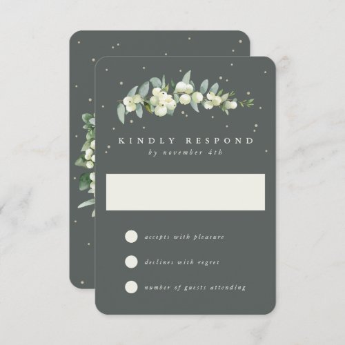 Gray Green SnowberryEucalyptus Wedding RSVP Card