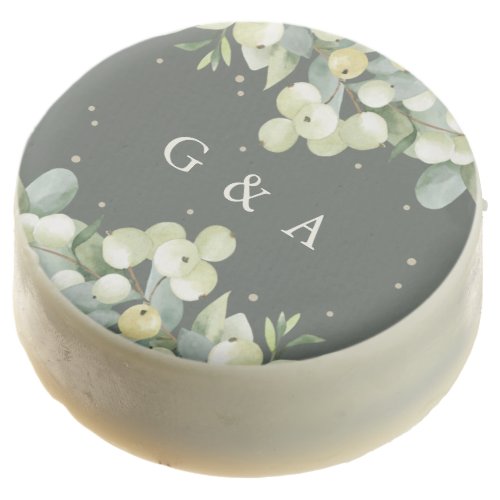 Gray Green SnowberryEucalyptus Winter Wedding Chocolate Covered Oreo