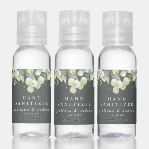 Gray_Green SnowberryEucalyptus Winter Wedding Hand Sanitizer