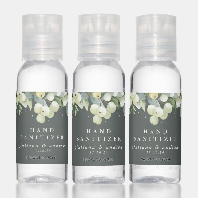 Gray-Green Snowberry+Eucalyptus Winter Wedding Hand Sanitizer (Set)