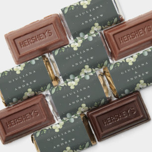 Gray Green Snowberry+Eucalyptus Winter Wedding Hershey's Miniatures