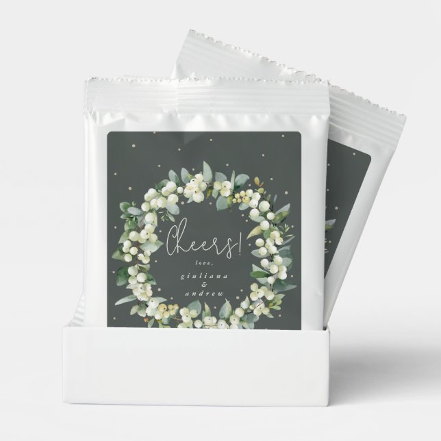 Gray Green Snowberry+Eucalyptus Winter Wedding Margarita Drink Mix (Pair)