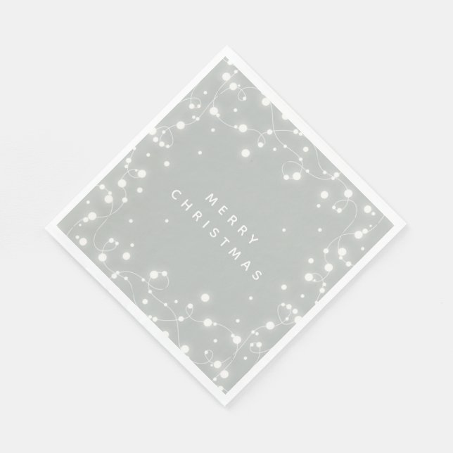 Gray-Green Sparkling Lights Christmas Party Paper Napkins (Corner)