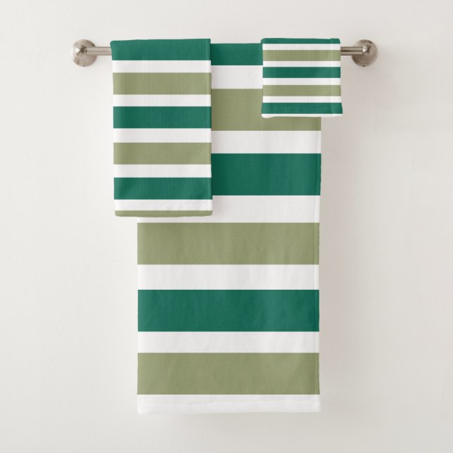 Gray Green Stripes Bath Towel Set (Insitu)