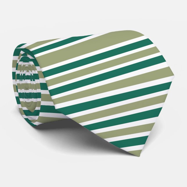 Gray Green Stripes Neck Tie (Rolled)