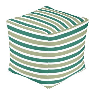Gray Green Stripes Pouf