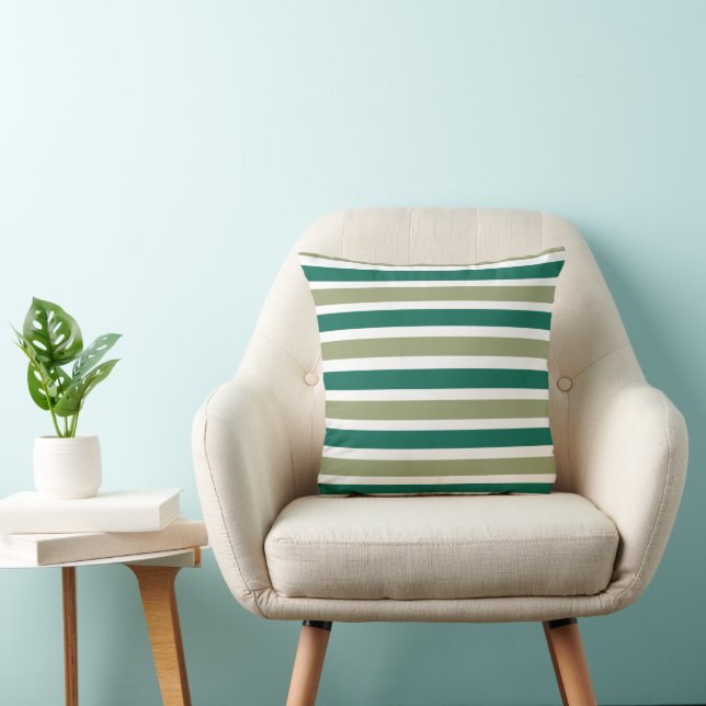 Gray Green Stripes Throw Pillow (Chair)