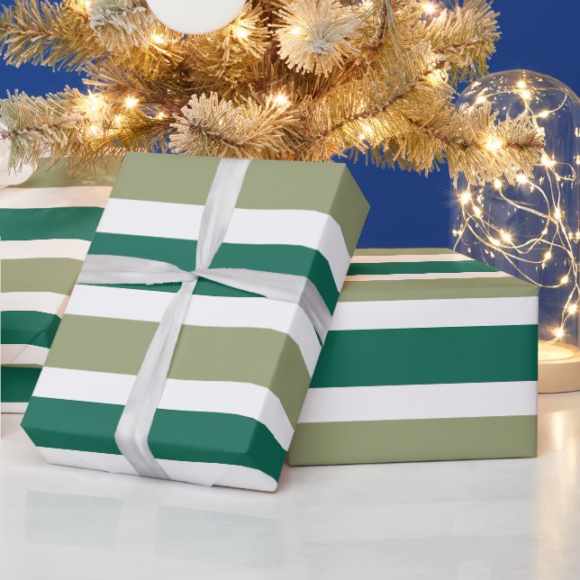 Gray Green Stripes Wrapping Paper (Holidays)