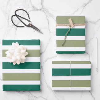 Gray Green Stripes Wrapping Paper Sheets