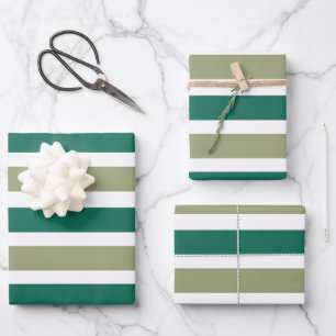 Gray Green Stripes Wrapping Paper Sheets