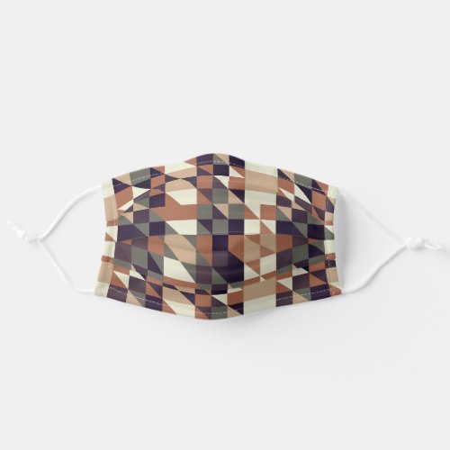 Gray Green Taupe Dark Brown Beige Tan Polygon Art Adult Cloth Face Mask