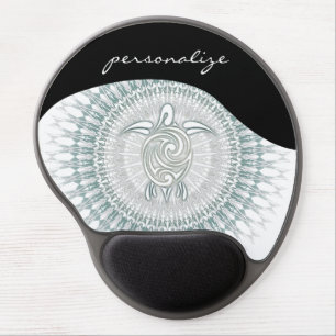 Gray Green Turtle And Mandala Gel Mouse Pad