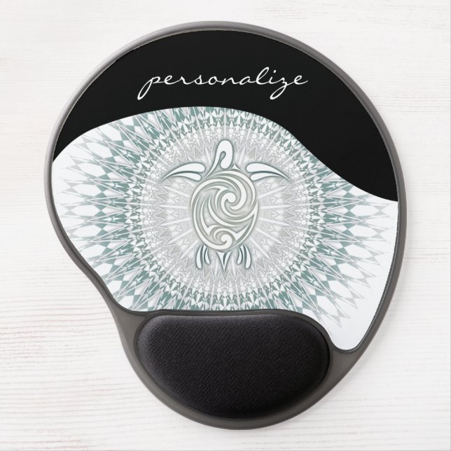 Gray Green Turtle And Mandala Gel Mouse Pad (Front)