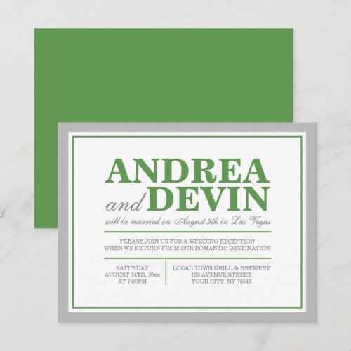 Gray &amp; Green Wedding Reception ONLY Invitations