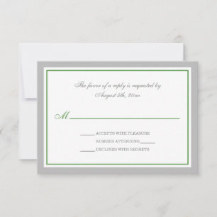 Gray & Green Wedding Reception RSVP Cards