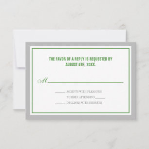 Gray & Green Wedding Reception RSVP Cards