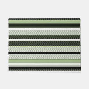 Gray, green, white stripes. doormat