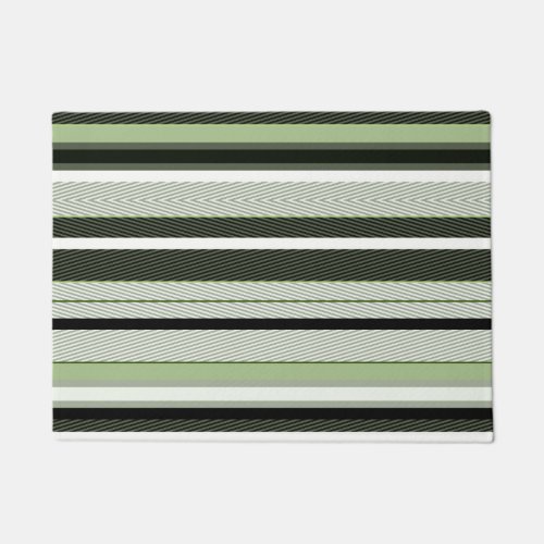 Gray green white stripes  doormat