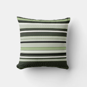 Gray, green, white stripes. throw pillow