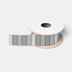 Gray Green With Black Stripes On Watercolor Paper Satin Ribbon