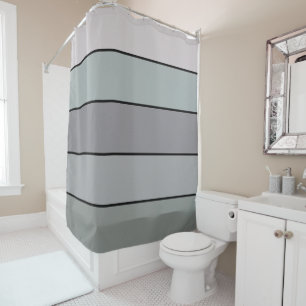 Gray Green With Black Stripes On Watercolor Paper Shower Curtain