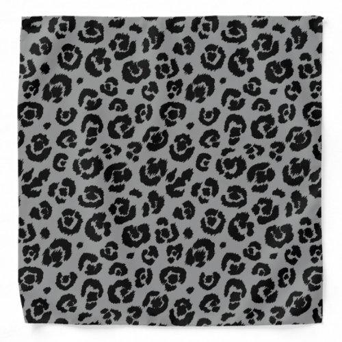 Gray Grey Black Leopard Print Bandana