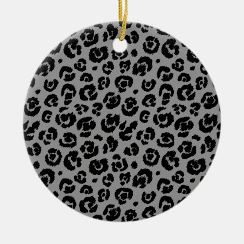 Gray Grey Black Leopard Print Ceramic Ornament