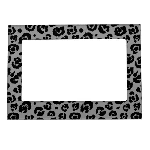 Gray Grey Black Leopard Print Magnetic Photo Frame