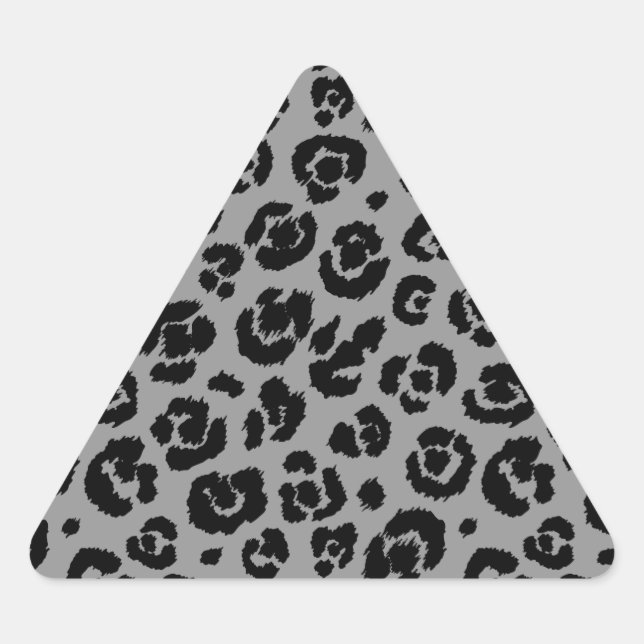 Gray Grey Black Leopard Print Triangle Sticker (Front)
