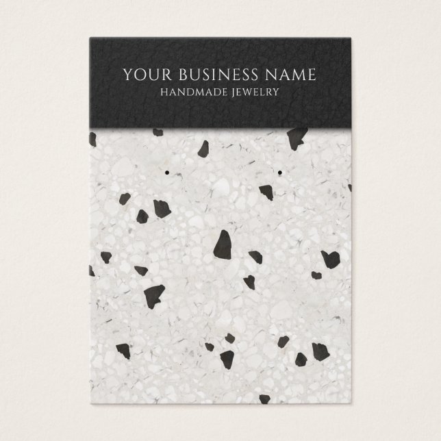 Gray Grey Black Terrazzo Earring Display Cards (Front)