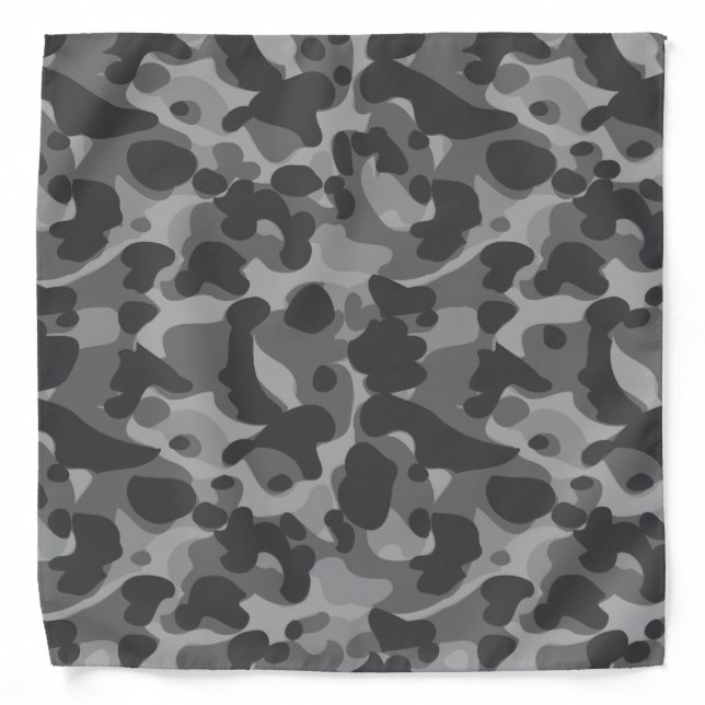 Gray Grey Camo Camouflage Pattern Cool Stylish Bandana (Front)