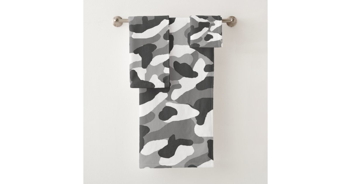 Gray Grey Camo Camouflage Rustic Bathroom Bath Towel Set ...