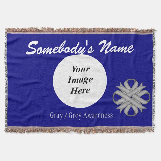 Gray / Grey Clover Ribbon Template by K Yoncich Throw Blanket (Front)