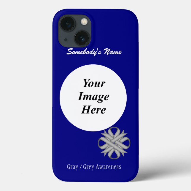 Gray/Grey Clover Ribbon Tmpl by Kenneth Yoncich Case-Mate iPhone Case (Back)