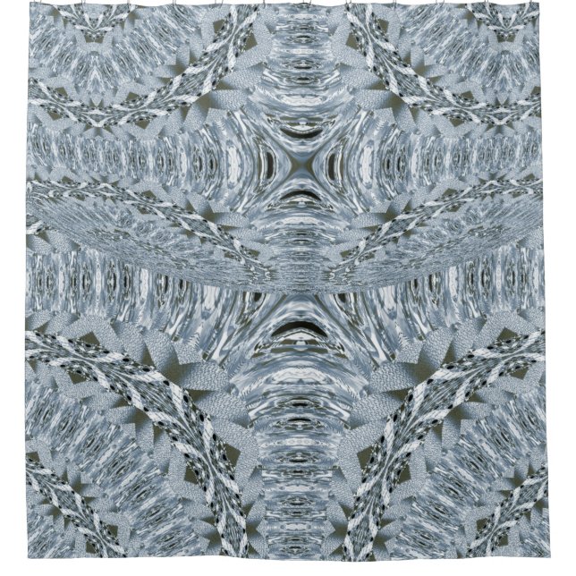 Gray Grey Diamond Bling Gemstone Gem Shower Curtain (Front)