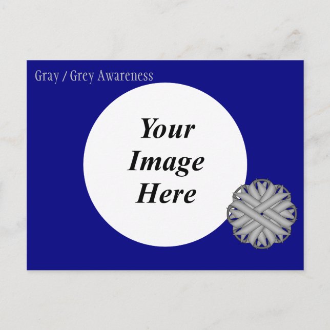 Gray / Grey Flower Ribbon Template by K Yoncich Postcard (Front)