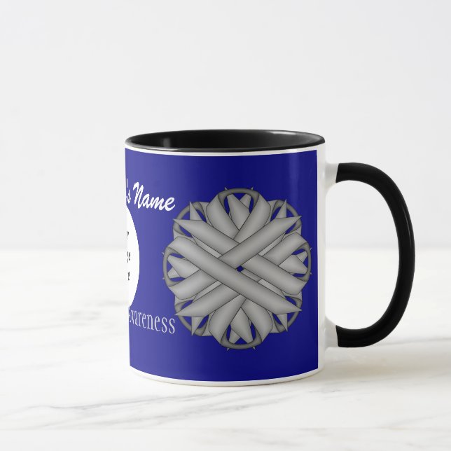 Gray/Grey Flower Ribbon Tmpl by Kenneth Yoncich Mug (Right)