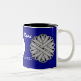 Gray/Grey Flower Ribbon Tmpl by Kenneth Yoncich Two-Tone Coffee Mug