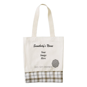 Gray / Grey Flower Ribbon Tmpl by Kenneth Yoncich Zazzle HEART Tote Bag