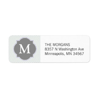 Gray & Grey Modern Chevron Custom Monogram Label
