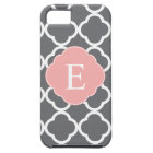 Gray Grey Peach Quatrefoil Monogram