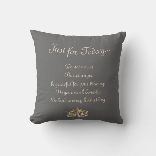 Gray Grey Reiki Principles Throw Pillow (Front)