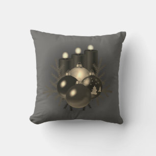 Gray Grey reversible Christmas Throw Pillow
