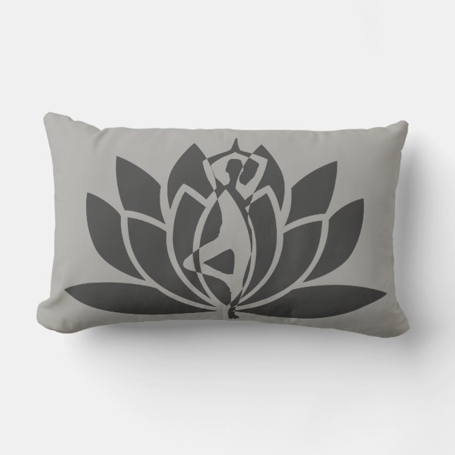 Gray Grey reversible holistic Lumbar Pillow (Front)