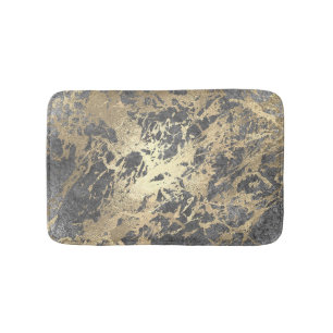 Gray Grey Silver Champaigne Faux Gold Marble Strok Bath Mat
