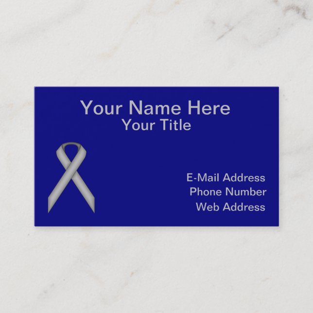 Gray / Grey Standard Ribbon by Kenneth Yoncich Business Card (Front)