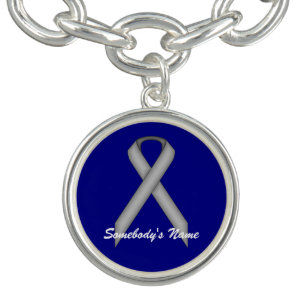 Gray / Grey Standard Ribbon by Kenneth Yoncich Charm Bracelet