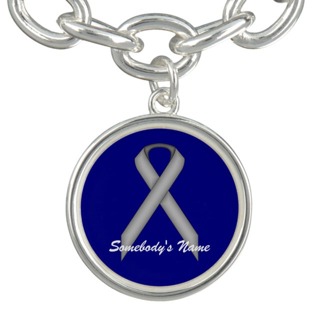 Gray / Grey Standard Ribbon by Kenneth Yoncich Charm Bracelet (Design)