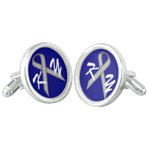 Gray / Grey Standard Ribbon by Kenneth Yoncich Cufflinks