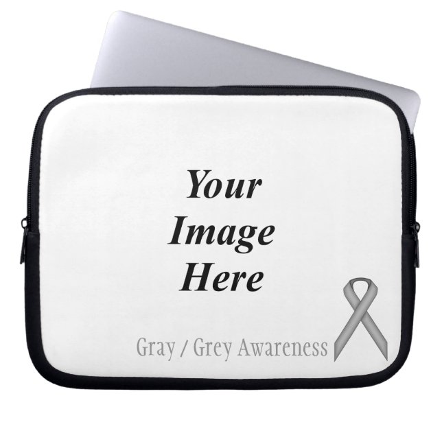 Gray / Grey Standard Ribbon by Kenneth Yoncich Laptop Sleeve (Front)